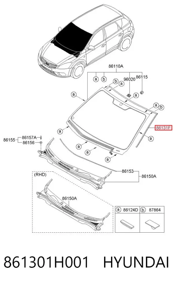 Listwa ochronna szyby przedniej 861301H001 Hyundai/Kia