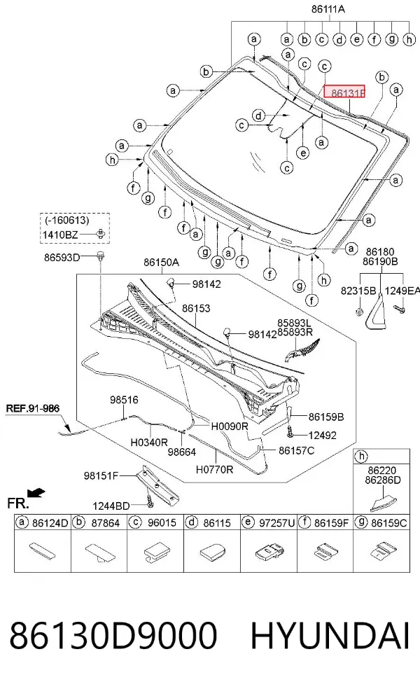 Listwa ochronna szyby przedniej 86130D9000 Hyundai/Kia