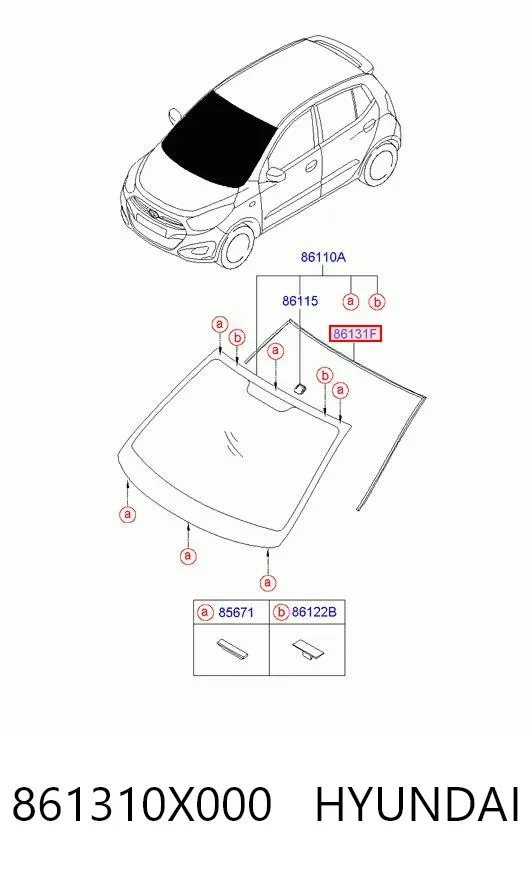 Listwa ochronna szyby przedniej Hyundai I10 PA