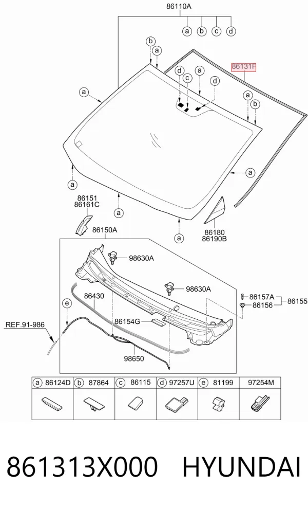 Listwa ochronna szyby przedniej Hyundai Elantra V