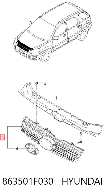 Atrapa chłodnicy 863501F030 Hyundai/Kia