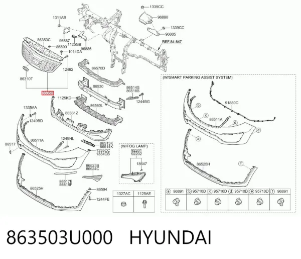 Atrapa chłodnicy 863503U000 Hyundai/Kia
