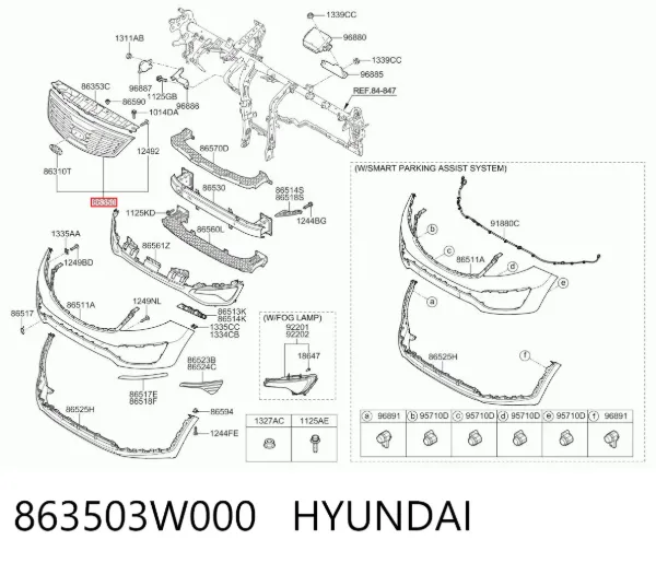 Atrapa chłodnicy 863503W000 Hyundai/Kia