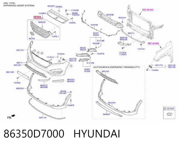 Atrapa chłodnicy 86350D7000 Hyundai/Kia