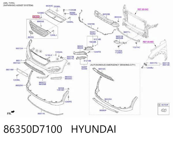 Atrapa chłodnicy 86350D7100 Hyundai/Kia