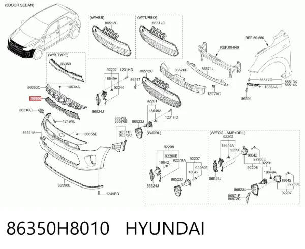 Atrapa chłodnicy 86350H8010 Hyundai/Kia
