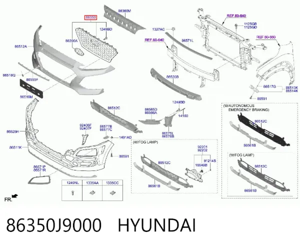 Atrapa chłodnicy 86350J9000 Hyundai/Kia