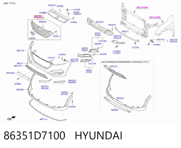 Atrapa chłodnicy 86351D7100 Hyundai/Kia