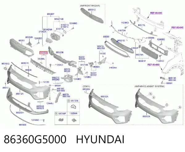 Kierownica powietrza/deflektor chłodnicy górna 86360G5000 Hyundai/Kia