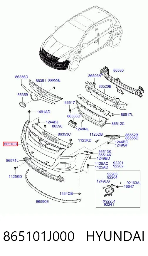 Zderzak przedni 865101J000 Hyundai/Kia