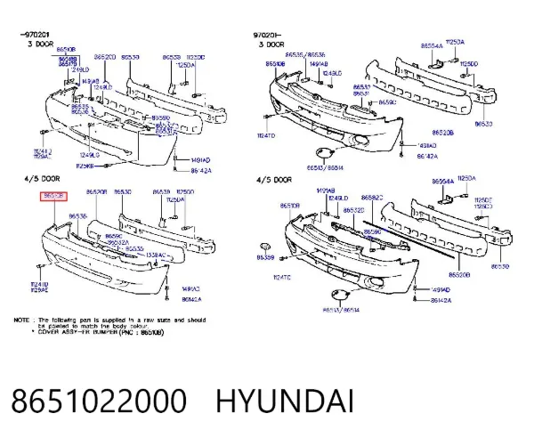 Zderzak przedni 8651022000 Hyundai/Kia