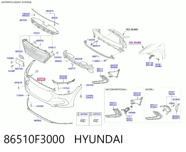 Zderzak przedni 86510F3000 Hyundai/Kia