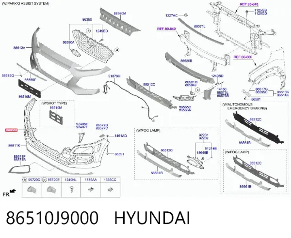 Zderzak przedni 86510J9000 Hyundai/Kia