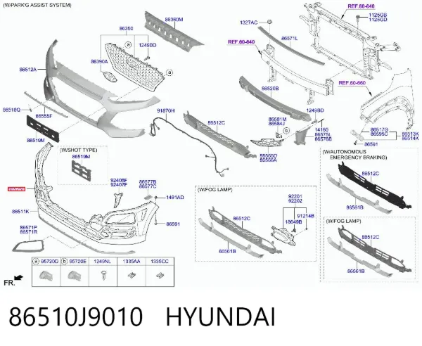 Zderzak przedni 86510J9010 Hyundai/Kia