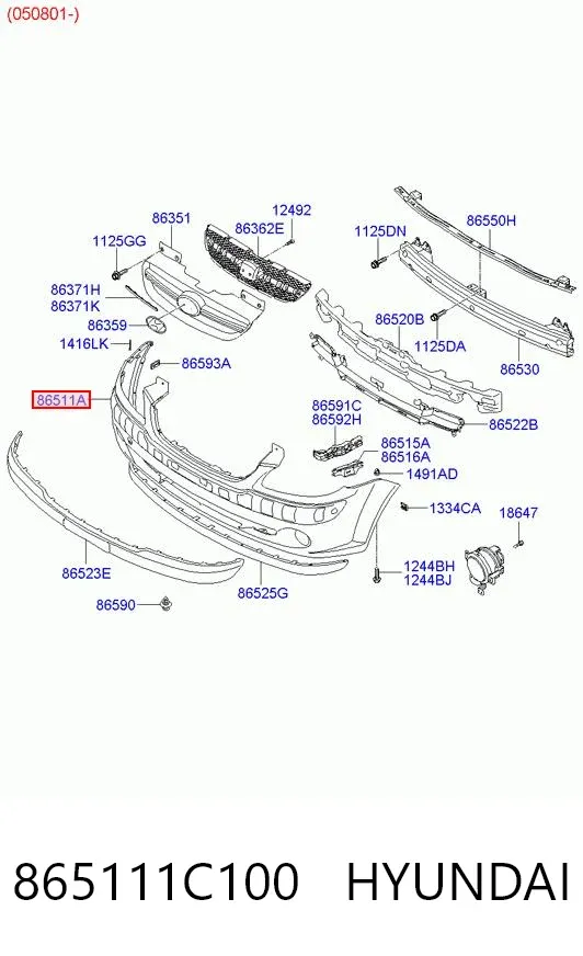 Zderzak przedni 865111C100 Hyundai/Kia