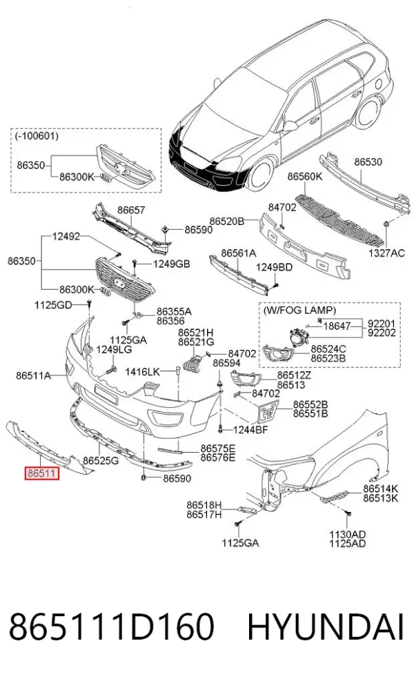 Zderzak przedni 865111D160 Hyundai/Kia