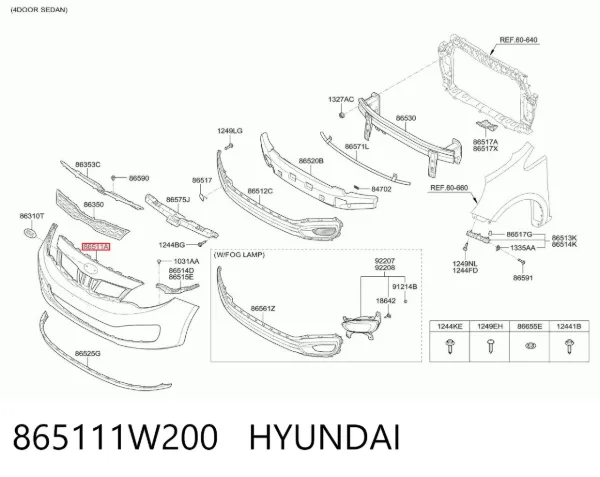 Zderzak przedni 865111W200 Hyundai/Kia