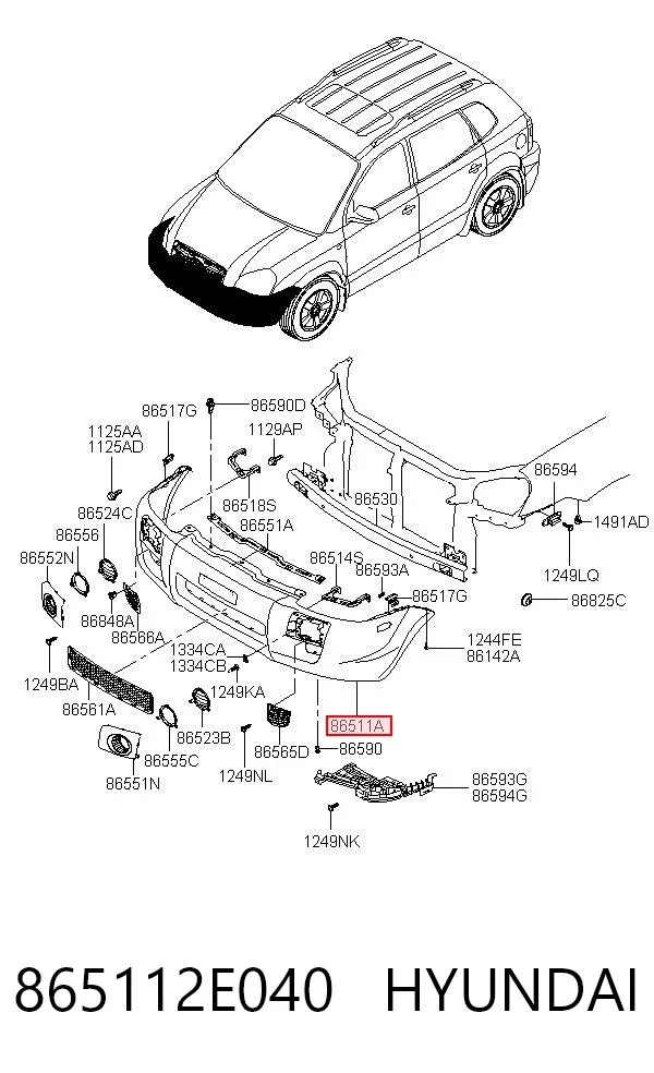Zderzak przedni 865112E040 Hyundai/Kia