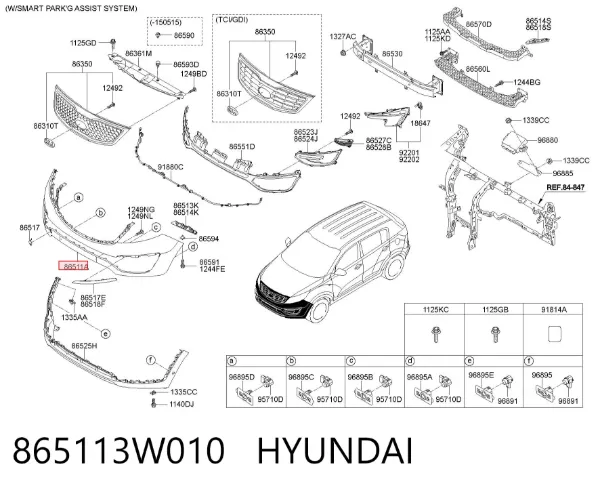 Zderzak przedni 865113W010 Hyundai/Kia
