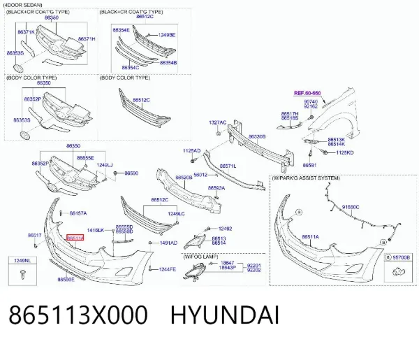 Zderzak przedni 865113X000 Hyundai/Kia