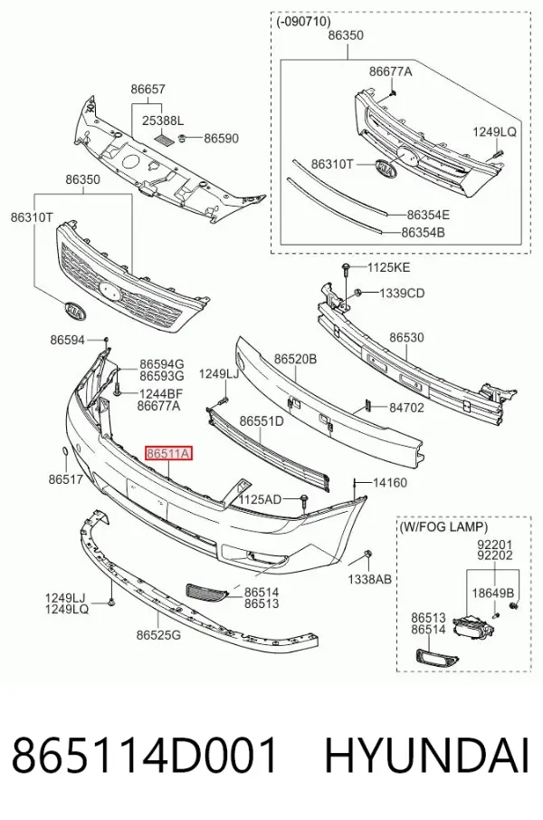 Zderzak przedni 865114D001 Hyundai/Kia