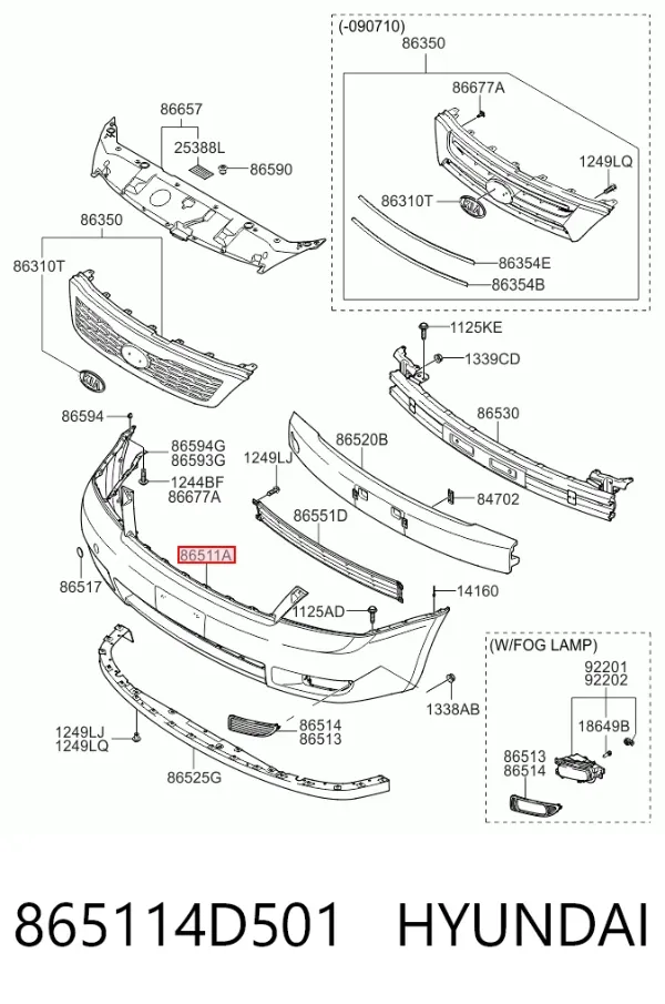 Zderzak przedni 865114D501 Hyundai/Kia