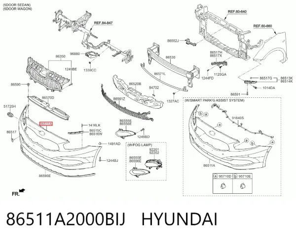 Zderzak przedni 86511A2000BIJ Hyundai/Kia
