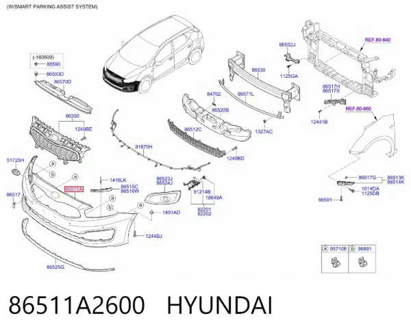 Zderzak przedni 86511A2600 Hyundai/Kia