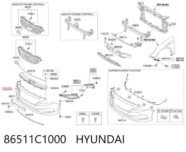 Zderzak przedni 86511C1000 Hyundai/Kia