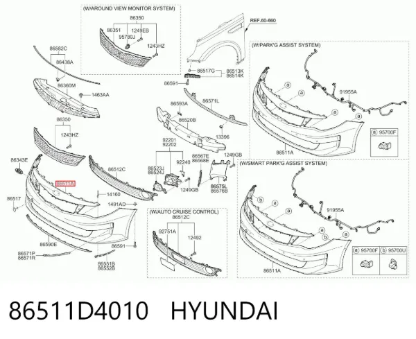 Zderzak przedni 86511D4010 Hyundai/Kia