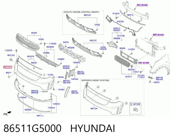 Zderzak przedni 86511G5000 Hyundai/Kia