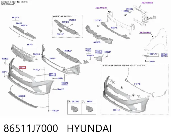 Zderzak przedni 86511J7000 Hyundai/Kia