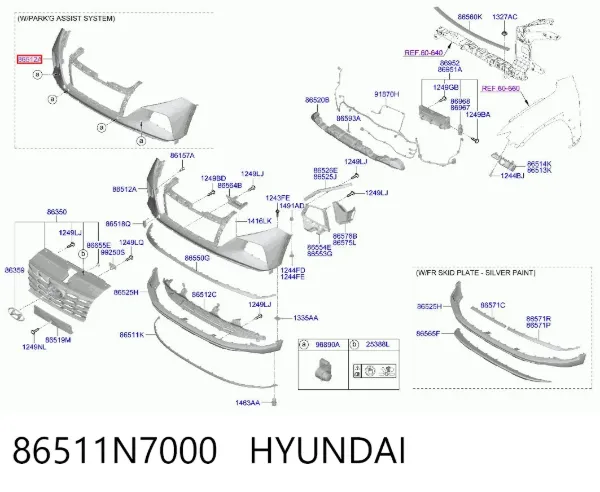 Zderzak przedni 86511N7000 Hyundai/Kia