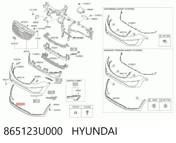 Zderzak przedni, dolna część 865123U000 Hyundai/Kia
