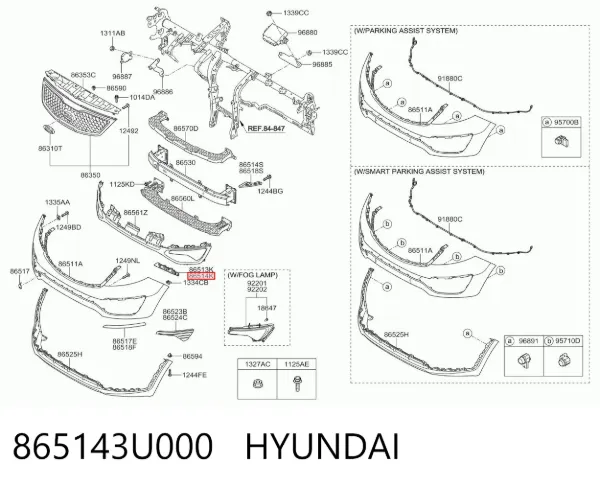 Wspornik zderzaka przedniego prawy 865143U000 Hyundai/Kia