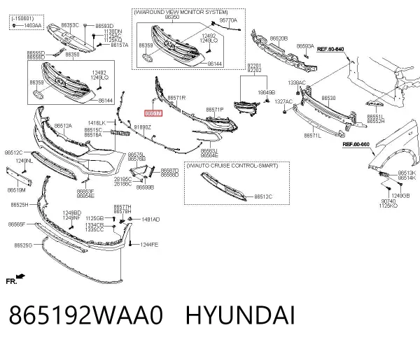 Zaślepka haku holowniczego zderzaka przednia 865192WAA0 Hyundai/Kia