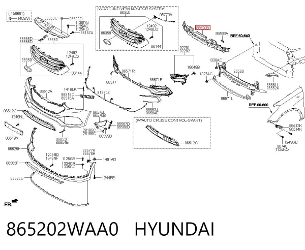 Absorber (wypełniacz) zderzaka przedniego 865202WAA0 Hyundai/Kia