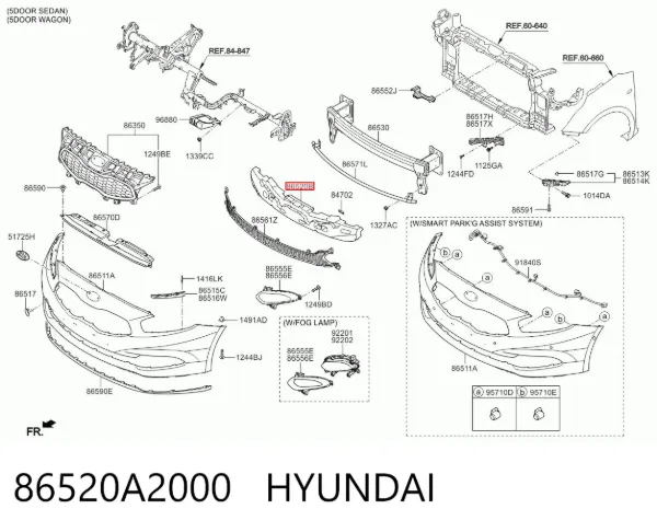 Absorber (wypełniacz) zderzaka przedniego 86520A2000 Hyundai/Kia