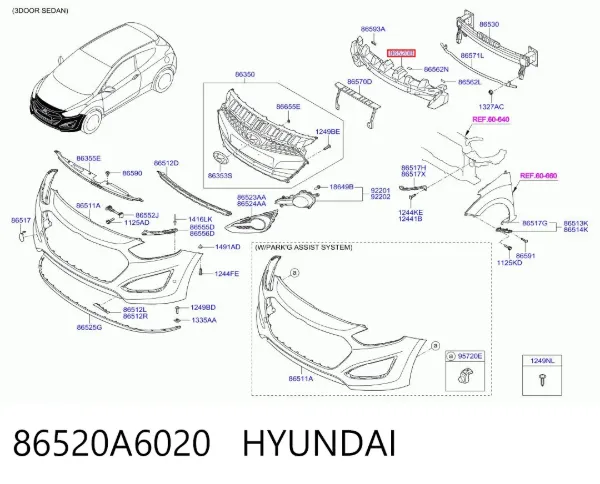 Absorber (wypełniacz) zderzaka przedniego 86520A6020 Hyundai/Kia