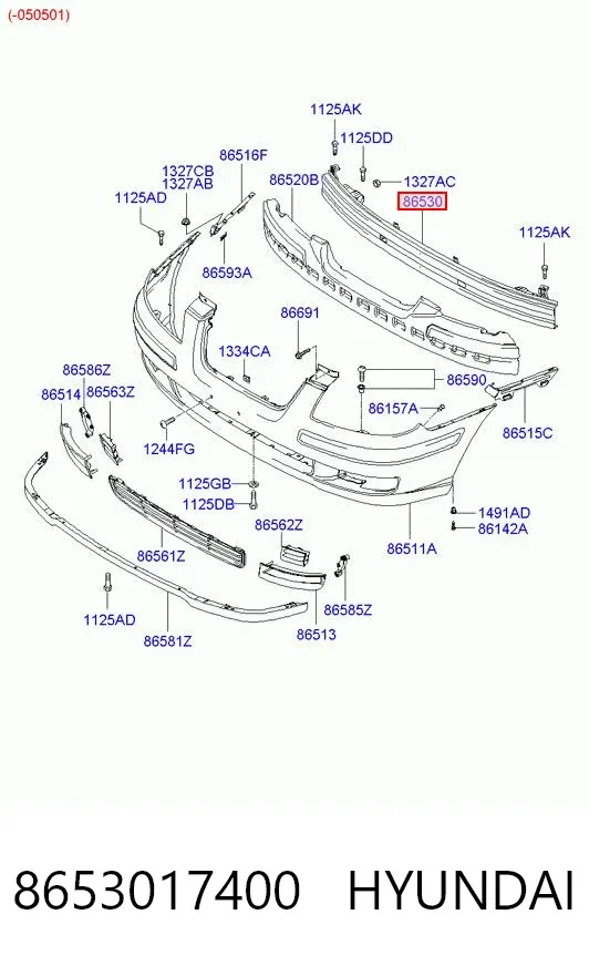 Wzmocnienie zderzaka przedniego 8653017400 Hyundai/Kia