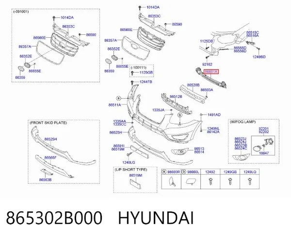 Wzmocnienie zderzaka przedniego 865302B000 Hyundai/Kia