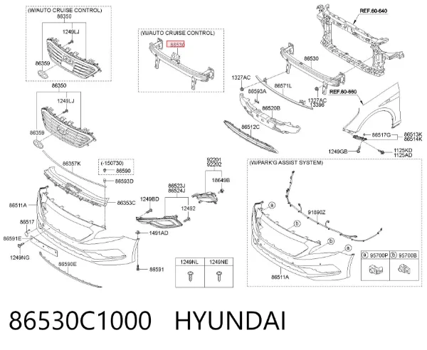 Wzmocnienie zderzaka przedniego 86530C1000 Hyundai/Kia