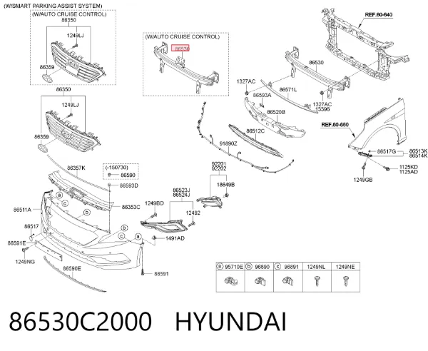 Wzmocnienie zderzaka przedniego 86530C2000 Hyundai/Kia