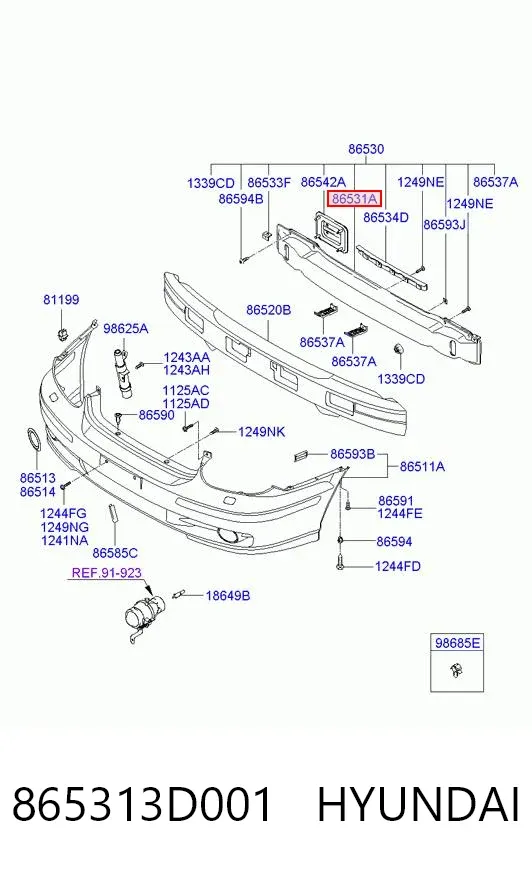 Wzmocnienie zderzaka przedniego 865313D001 Hyundai/Kia