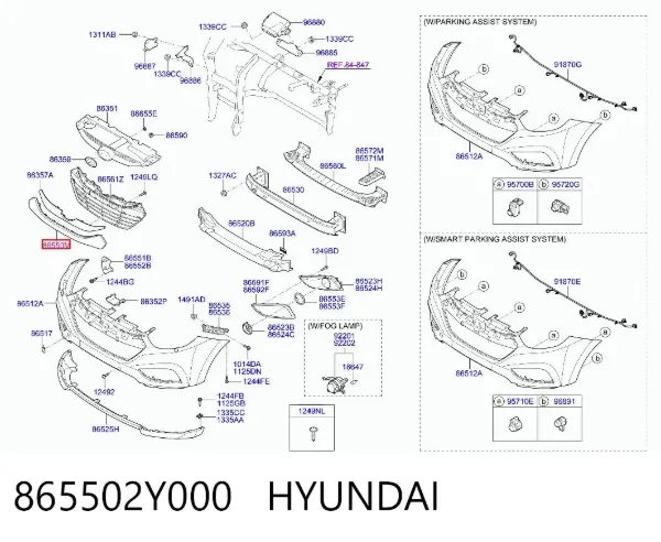 Listwa ochronna atrapy chłodnicy 865502Y000 Hyundai/Kia