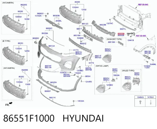 Wspornik zderzaka przedniego lewy 86551F1000 Hyundai/Kia