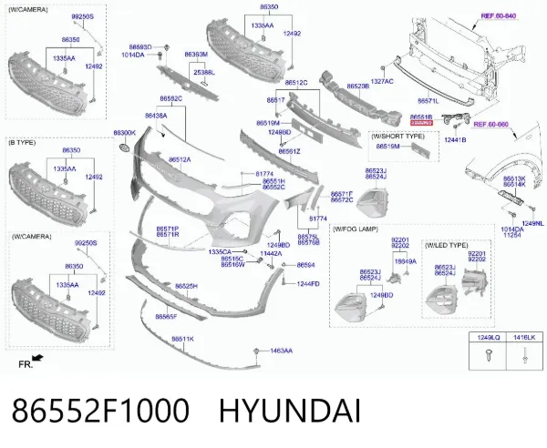 Wspornik zderzaka przedniego prawy 86552F1000 Hyundai/Kia