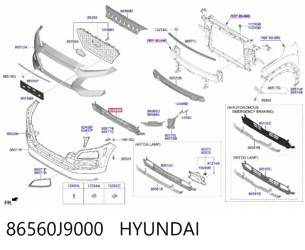 Kratka zderzaka przedniego dolna 86560J9000 Hyundai/Kia