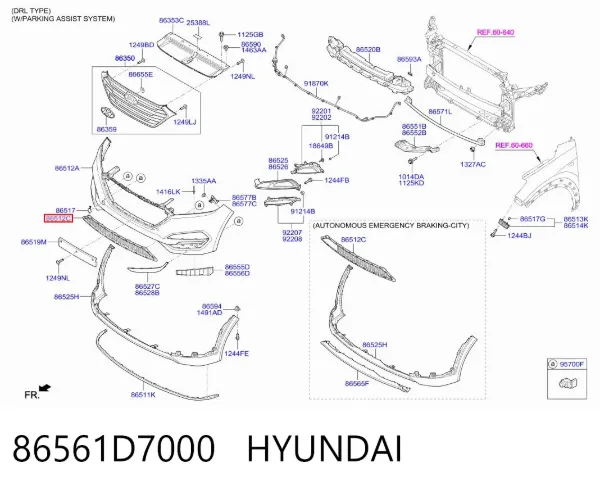 Kratka zderzaka przedniego dolna 86561D7000 Hyundai/Kia