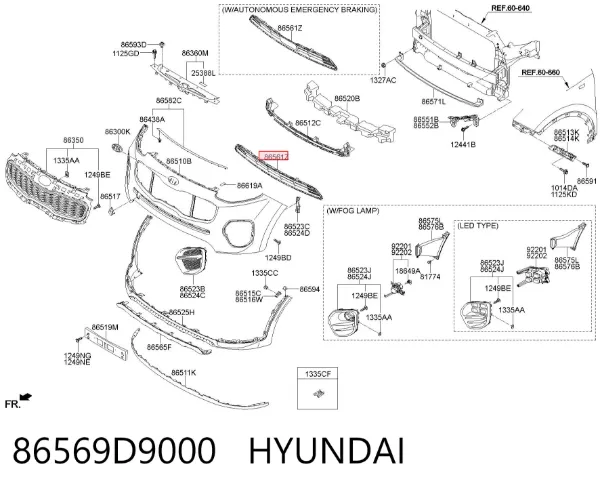 Kratka zderzaka przedniego dolna 86569D9000 Hyundai/Kia